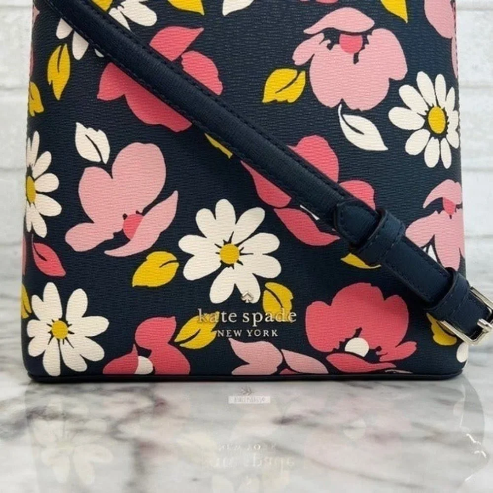 Kate Spade Darcy Road Trip Floral Bucket Bag Crossbody Blue Multi